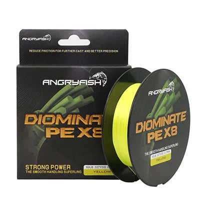 Anti-bite PE braided fishing line 300m spool in black, blue, green, purple, or yellow, wire numbers 0.8 to 8.0.