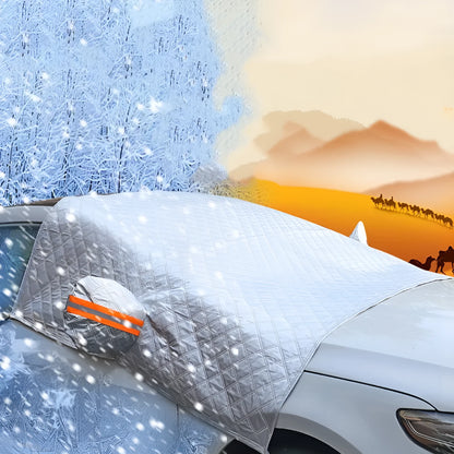 Silver coating car windscreen snow cover with winter plus cotton thick snow block design, waterproof exterior sunshade for sedan and SUV