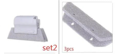 Window groove cleaning brush with comfortable grip and scouring pad head