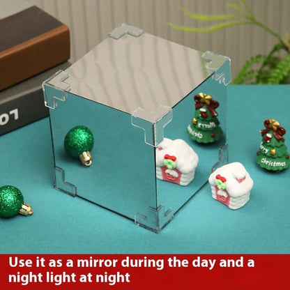 Cozy Christmas decoration set featuring a LED snowman lamp and decorative mirror for festive home decor