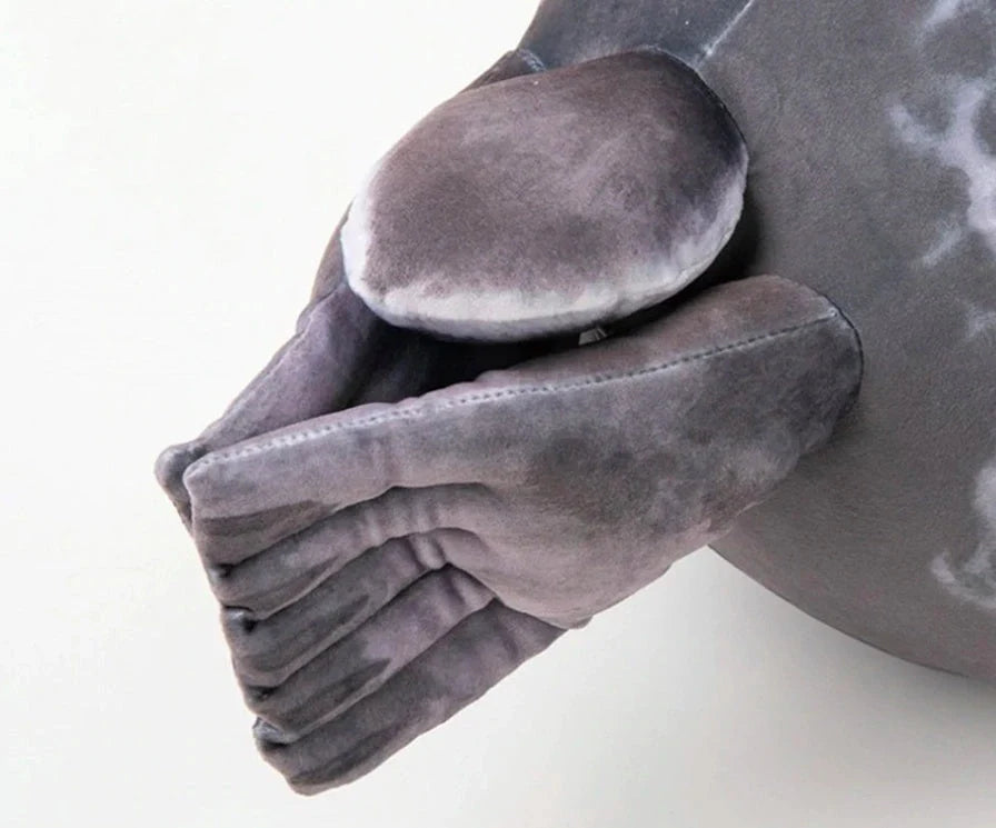 Large seal pillow doll plush toy in white and grey, various sizes available