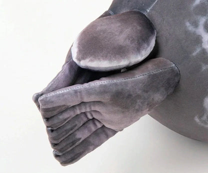 Large seal pillow doll plush toy in white and grey, various sizes available