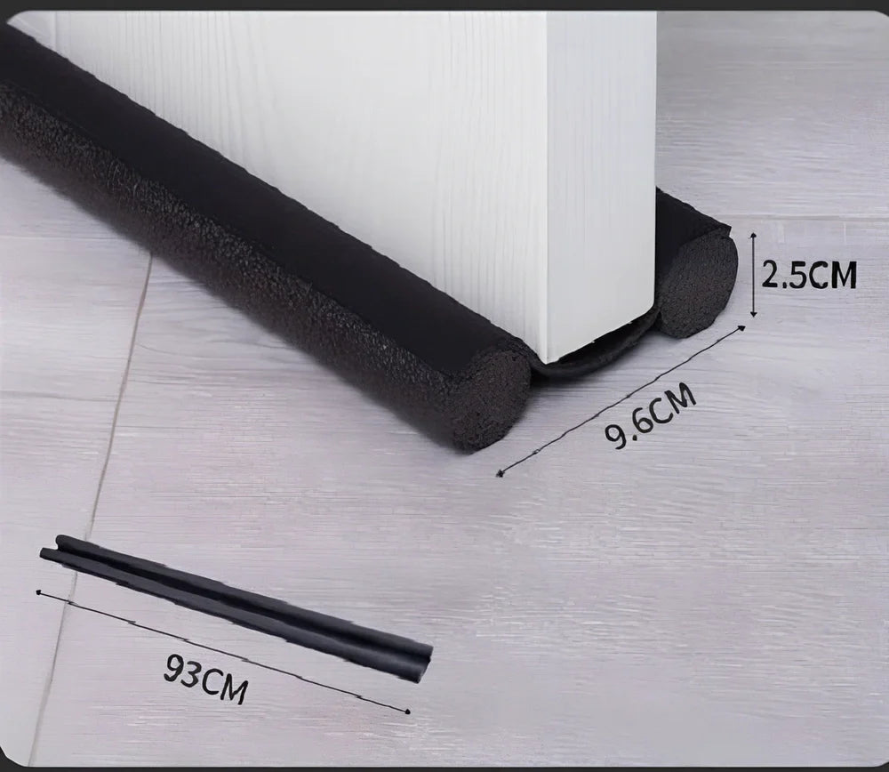 White flexible door bottom sealing strip measuring 21x15x6.5cm for noise reduction