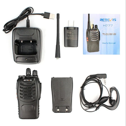 H777 black civil walkie talkie with antenna, 60x33x115mm UHF 400-470MHz two way radio