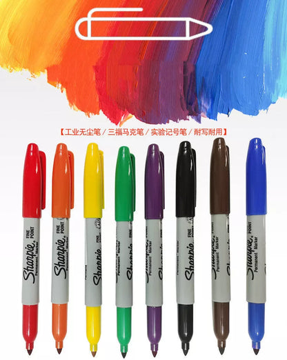 Dustless industrial marking pen with 5000 feet writing capacity in eight colors