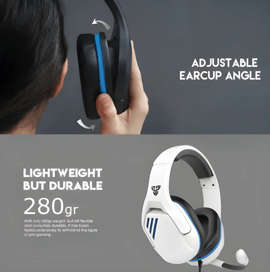 MH86 black and white esports gaming headset with detachable microphone and over-ear design