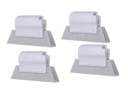 Window groove cleaning brush with comfortable grip and scouring pad head