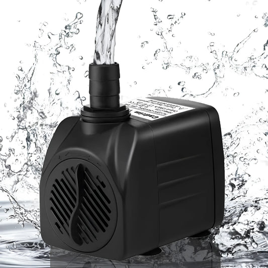 Aquarium submersible pump in black or multicolor finish for water circulation and filtration