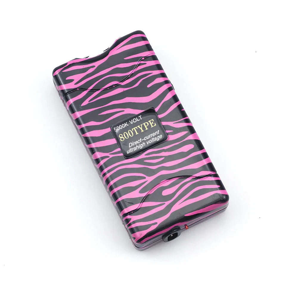 Purple self-defence torch with 100-lumen LED and emergency alarm function measuring 15cm