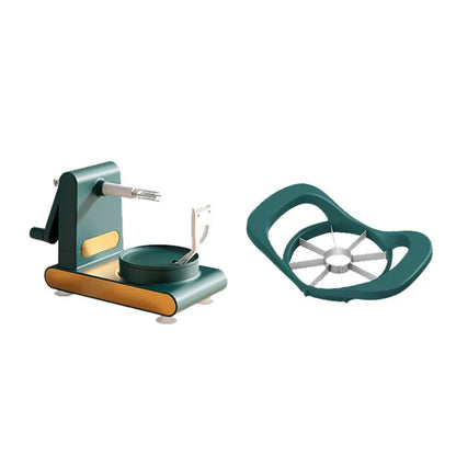 Hand-cranked ABS plastic peeler machine with suction cup base in light green colour
