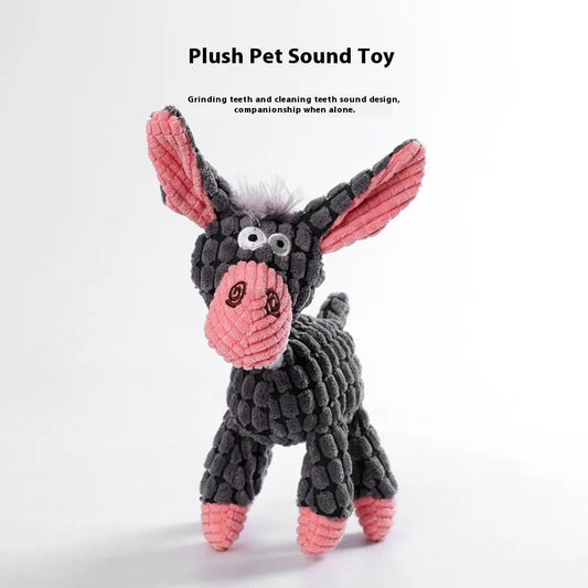 Bite-resistant plush puppy toy in various styles like rechargeable duck and plush donkey for teething relief
