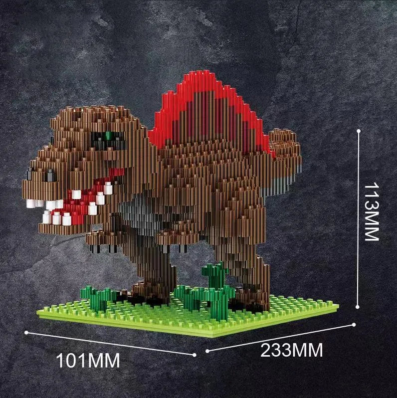 Dinosaur model assembly kit with small diamond plastic particles and colour box, available in 528 to 676 piece counts