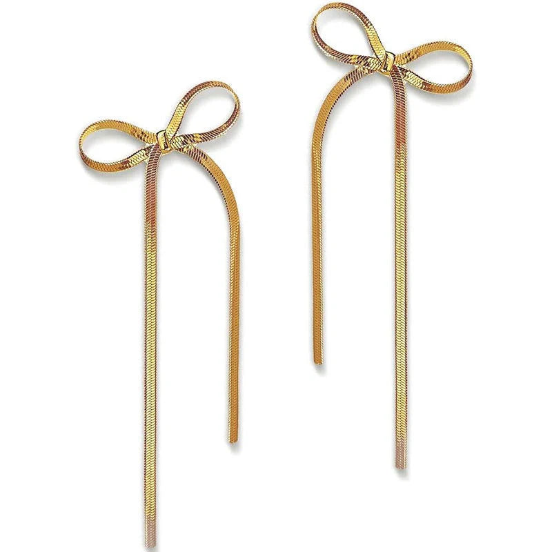Elegant hypoallergenic 18k gold plated bow earrings for sensitive ears