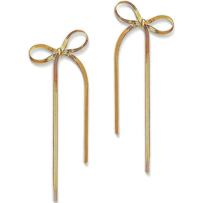 Elegant hypoallergenic 18k gold plated bow earrings for sensitive ears
