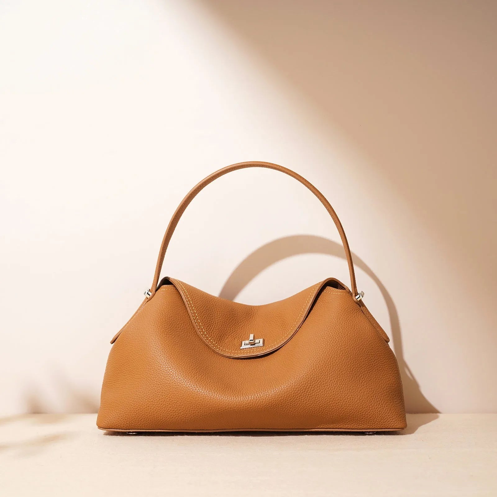 Cowhide leather shoulder messenger bag with pillow shape in multiple colour options