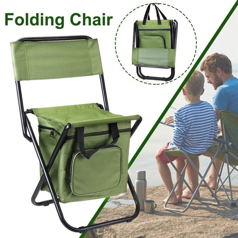 Portable Fishing Chair with Insulated Cooler Compartment - Durable Outdoor Furniture with Cooler for Chilled Refreshments