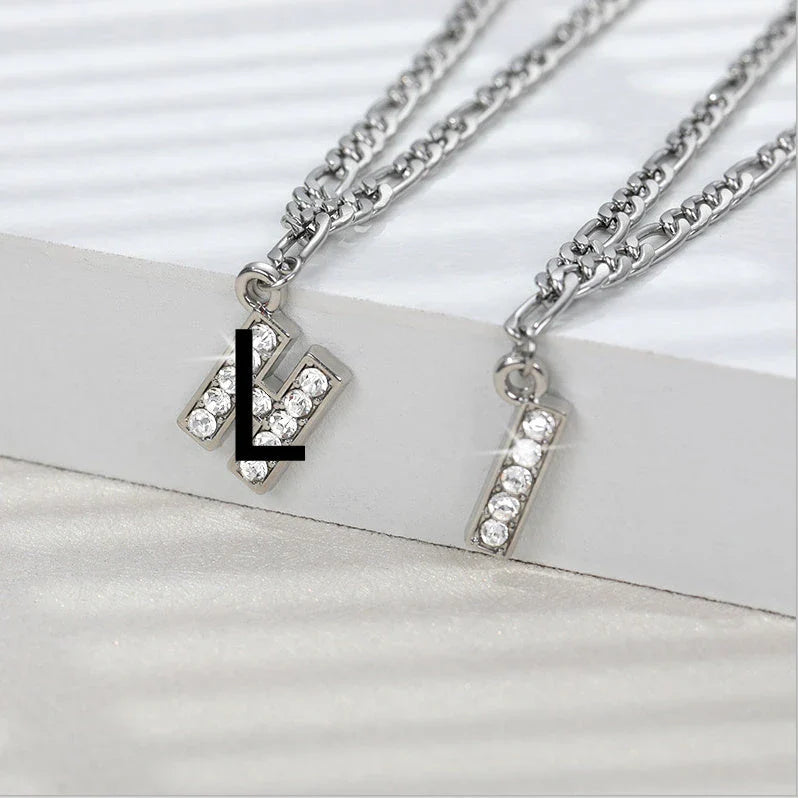 Personalized Stainless Steel Letter Anklet with Sparkling Zircon Accents