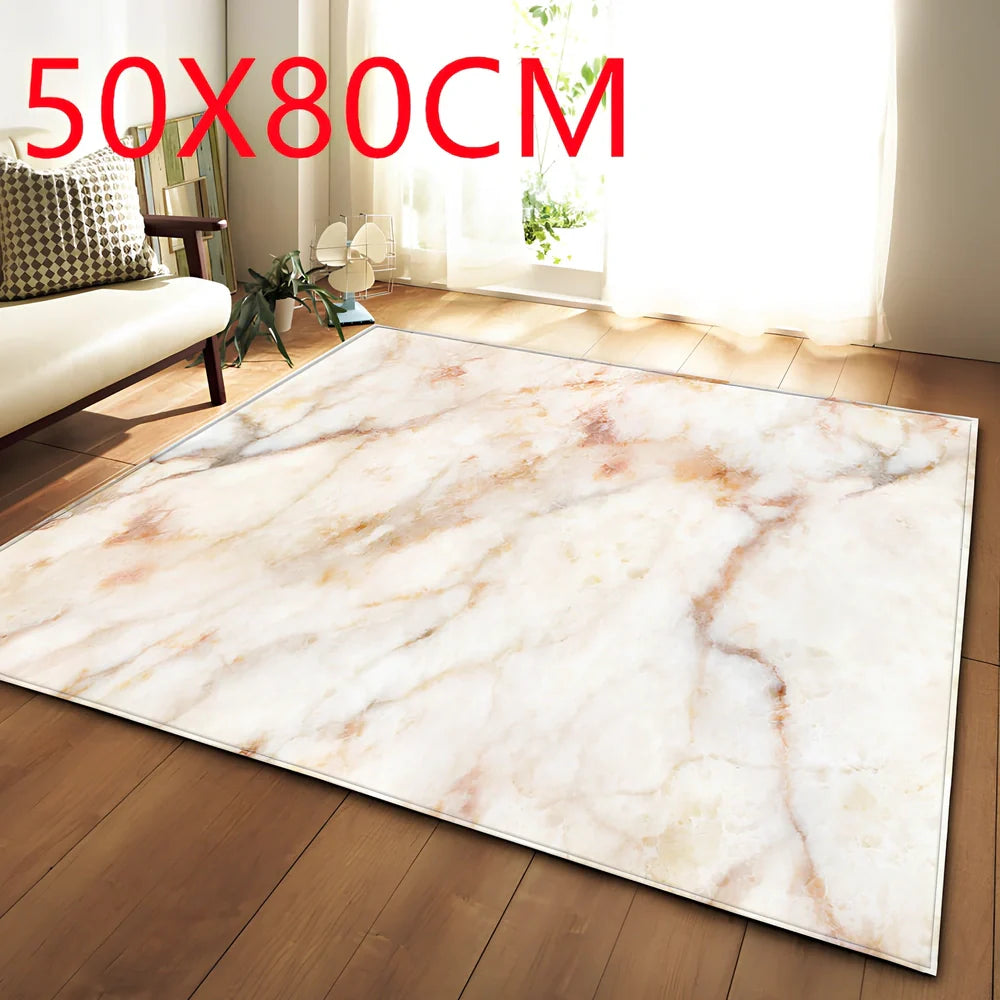 Rectangular polyester fibre carpet with marble pattern in 121.9x160cm and 50x80cm sizes