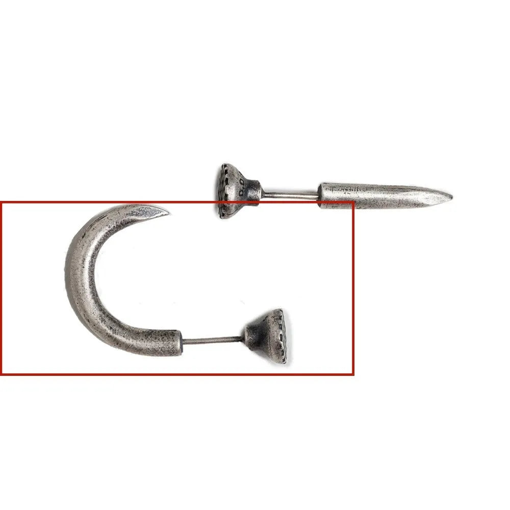 S925 sterling silver single stud earring featuring a straight or curved nail punk design.