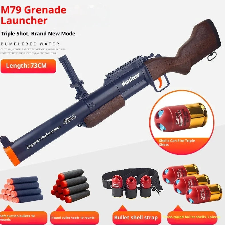 Three-piece golden ring howitzer children's toy soft bullet gun with bullets and accessories