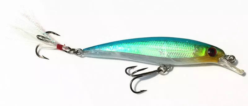 Bionic Feather Bait with 3D eyes and laser tail hook for lifelike fishing