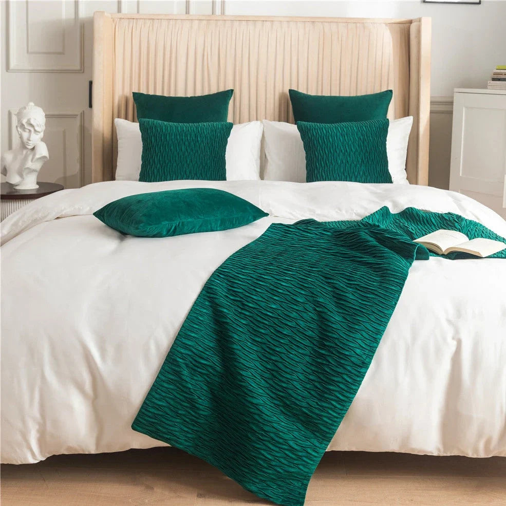 Pure cotton bed flag in various colours showing 45cm width coverage on UK standard bed