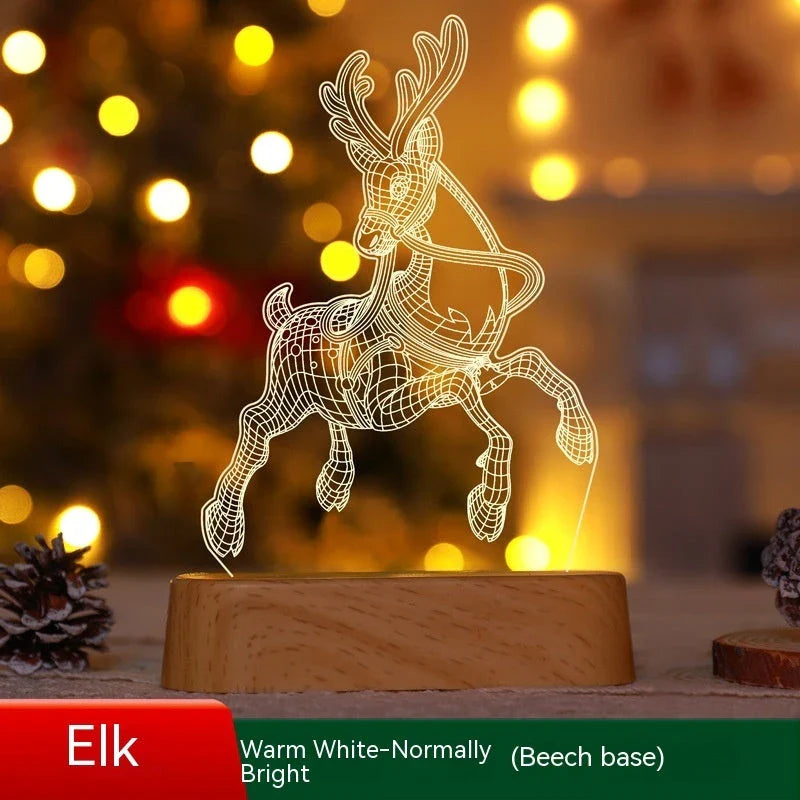 Cozy 3D acrylic LED Christmas lamp with festive holiday designs for warm, inviting décor