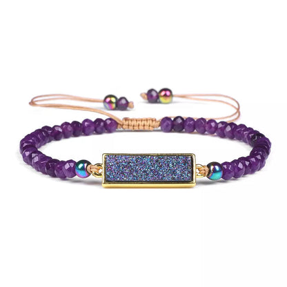 Adjustable agate bead bracelet with mixed stone shapes for men and women