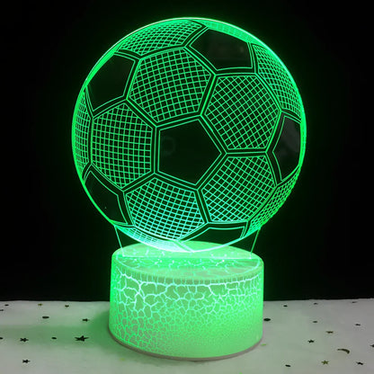 3D colour-changing football night light with 87mm ABS base, USB cable, and remote, projecting in 7 hues
