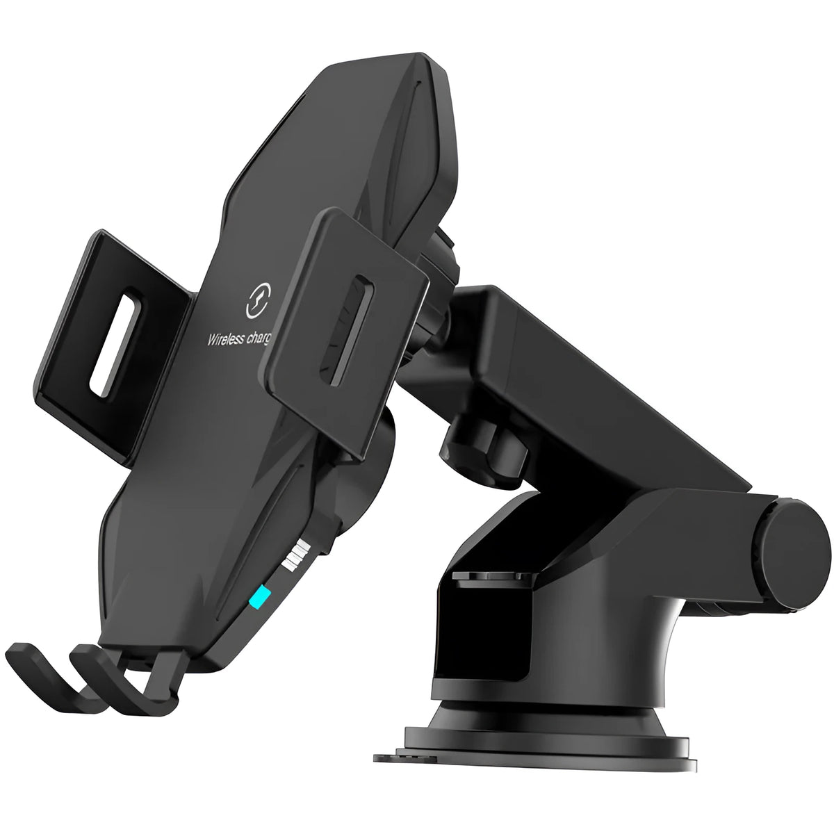 T3 touch-sensitive car wireless charger in matte black with large suction cup mount