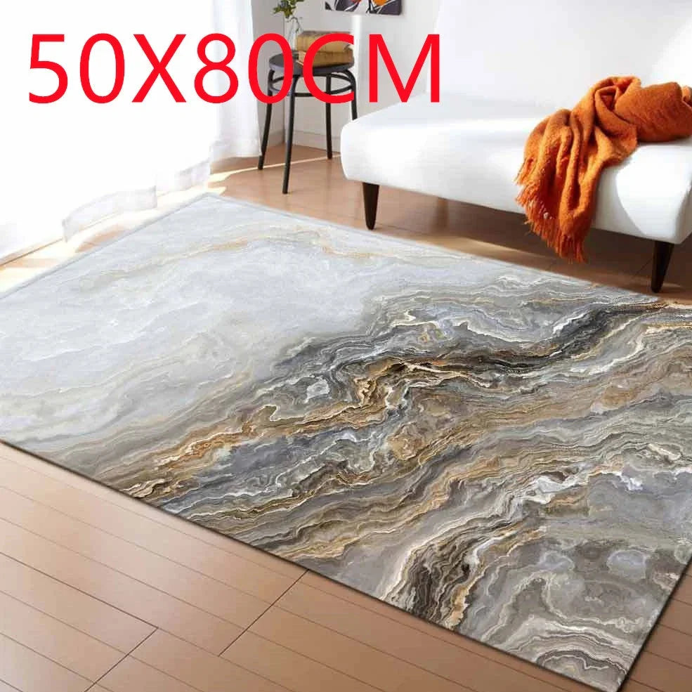 Rectangular polyester fibre carpet with marble pattern in 121.9x160cm and 50x80cm sizes