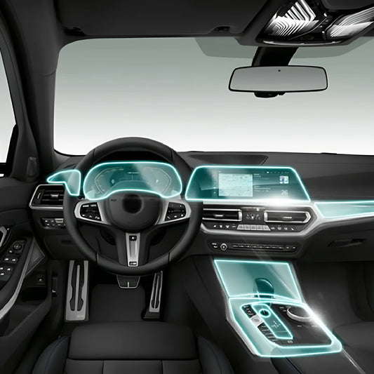 Transparent TPU protective film for BMW 3 Series centre console and dashboard scratch protection