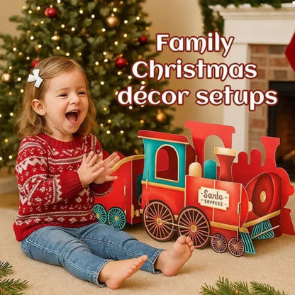 Red and green Santa Claus train Christmas decoration measuring 30cm long with plastic construction