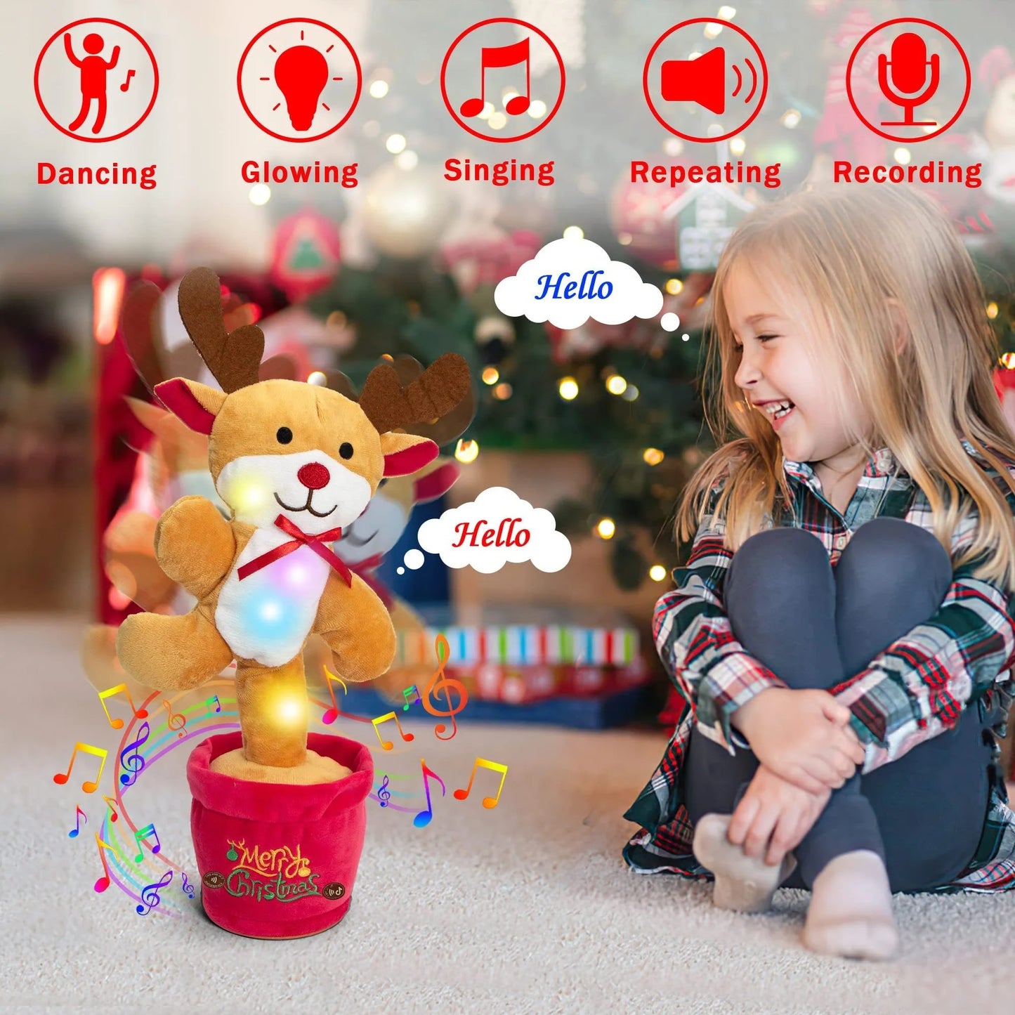 Dancing Christmas Tree Electronic Plush Toy with singing and recording features