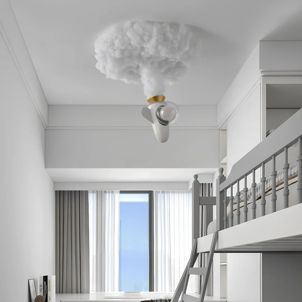 Wrought iron chandelier with aircraft or rocket design for children's rooms, 45-50cm height, LED light source