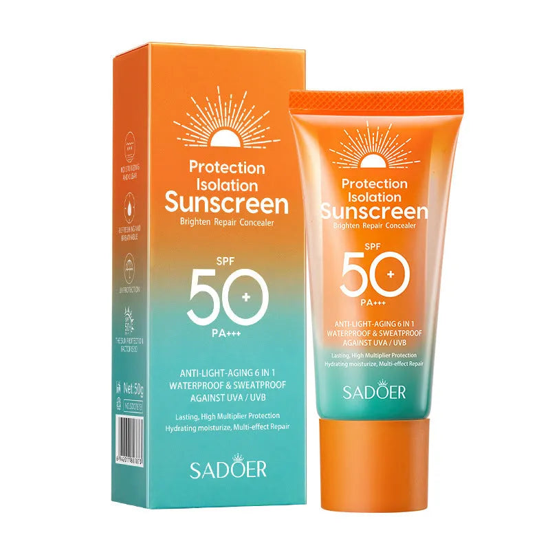 Double Tube Multi-Effect Repair Isolation Sunscreen 50g tube, a dual-chamber broad-spectrum sunscreen and makeup primer