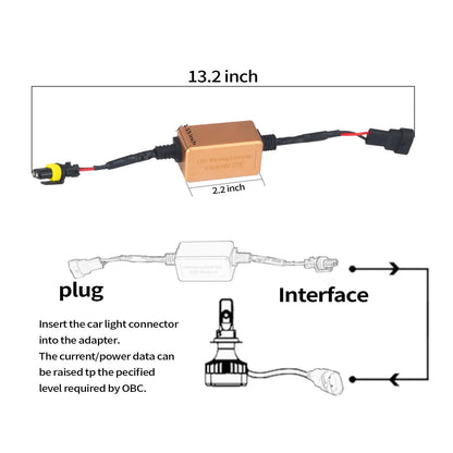 Black alloy Canbus decoder for LED car headlights with plug connectors