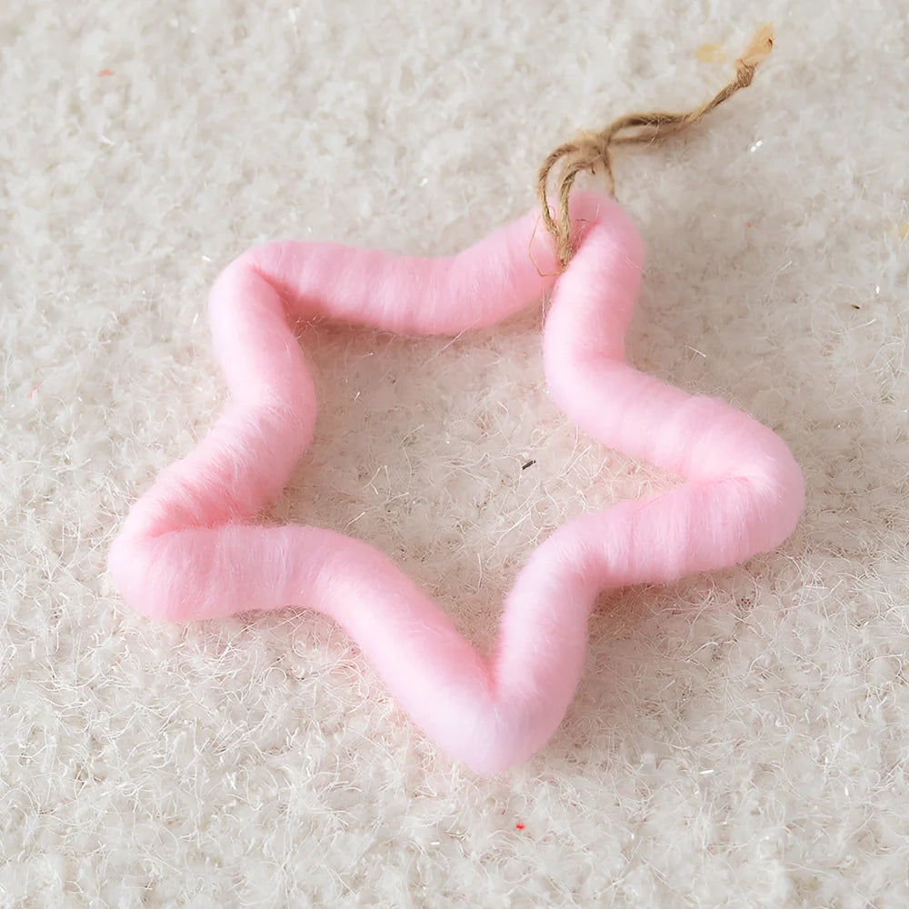 19cm wool felt snowflake and 13cm star Christmas tree decorations with laser-cut details