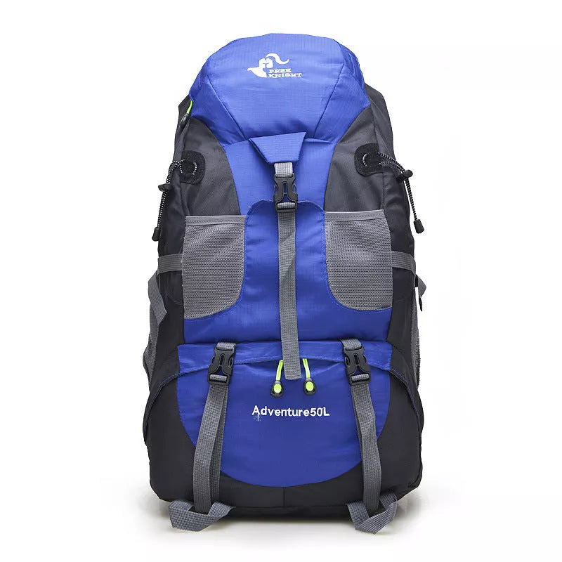 Outdoor foldable backpack in various colors with 50L capacity and waterproof design