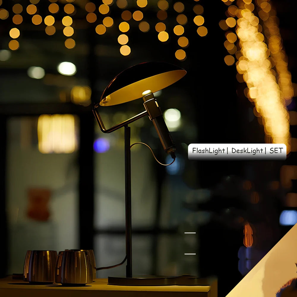 Grey metal USB LED desk lamp with 45cm height and push button switch for study lighting