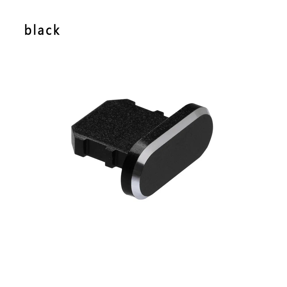 Aluminium alloy dust plug for iPhone Lightning charging port in various metallic colours.