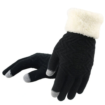 A pair of cozy, knitted winter gloves in a variety of fashionable colors, featuring a stylish Jacquard pattern and a soft, flexible fit.