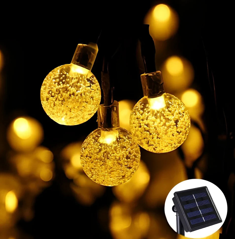 6.5-metre solar LED string lights with 30 bulbs for outdoor garden decoration