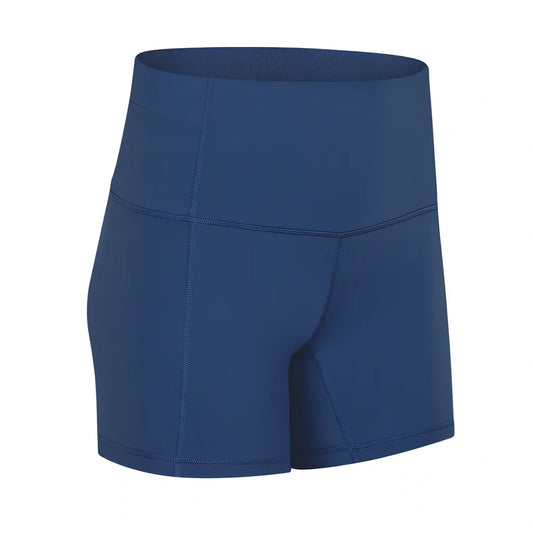 Women's high-waisted nylon fitness shorts with hip-lifting design in six colours for yoga and dance