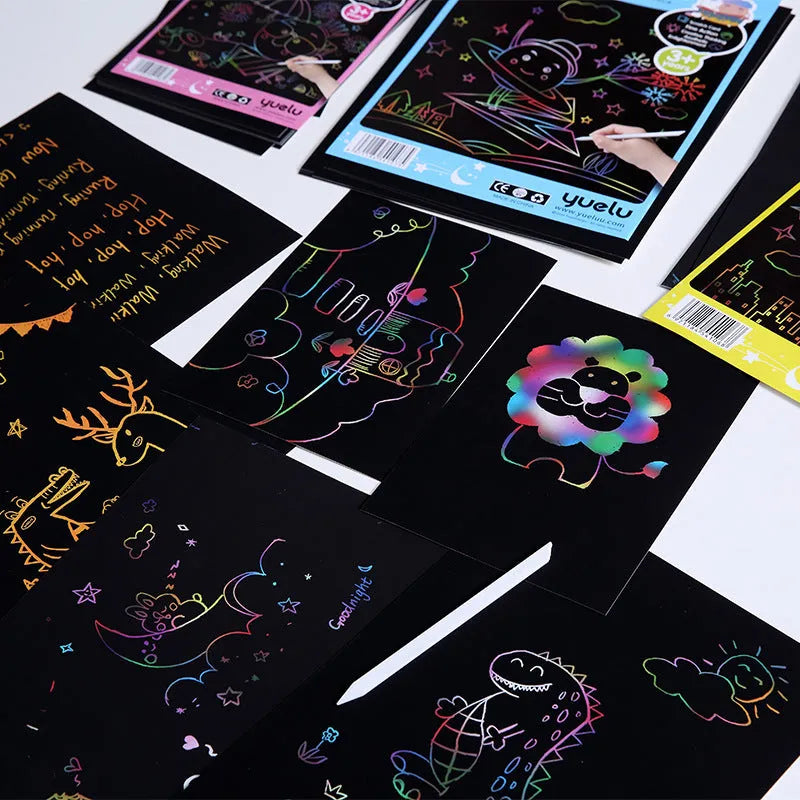 Pack of children's colourful A4 and 16K handmade drawing paper sheets.