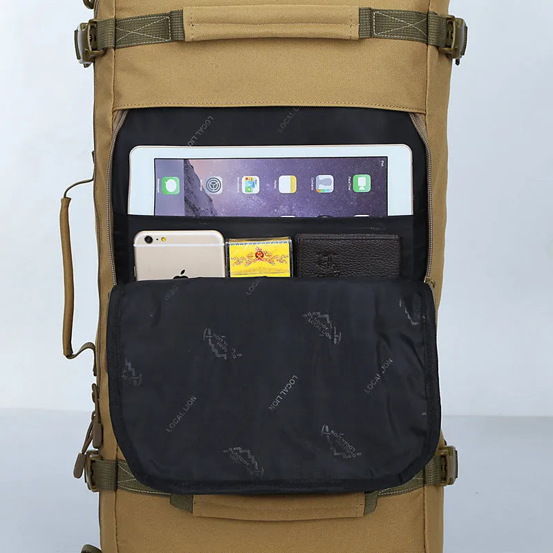 50L military tactical backpack in Camo Sand, Digital Camo, Khaki, Military Green, White Camouflage, and Black, 30 x 56 x 19cm
