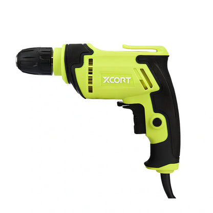 Pistol grip electric drill with 10mm chuck, 24cm length, for wood and metal drilling