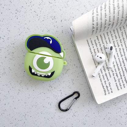 Green silicone protective case with a cartoon animal design for Apple AirPods 1st and 2nd generation charging case
