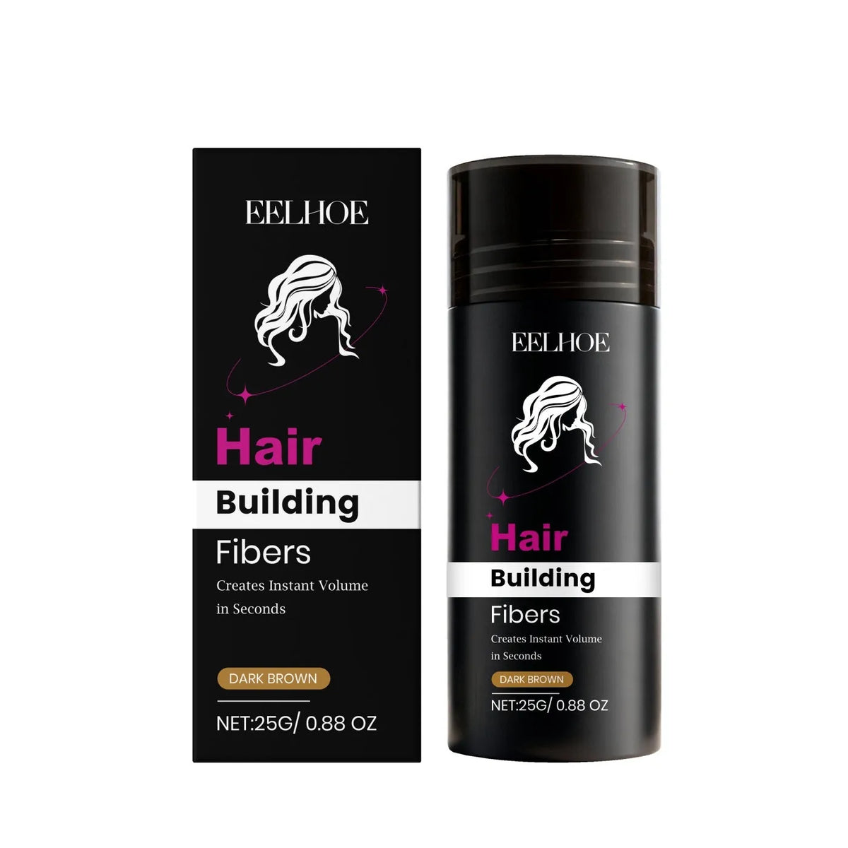 Light Brown hair building fibres powder with keratin and hyaluronic acid in a single pack
