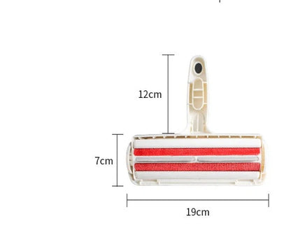 ABS pet hair remover tool in red and blue for efficient cleaning of furniture and carpets
